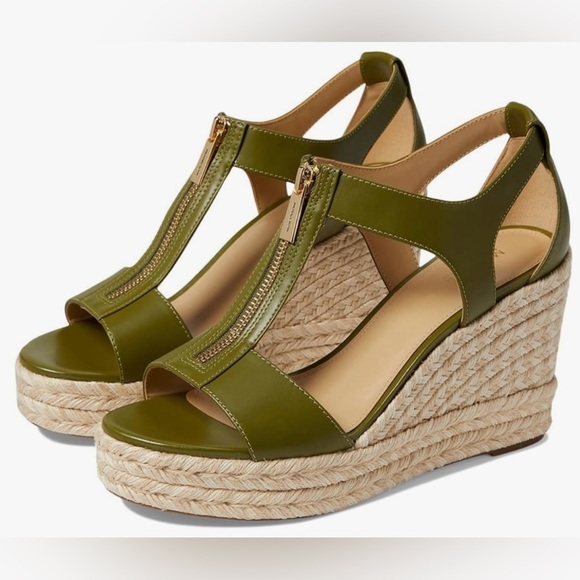 Michael Kors Berkley Zipper Espadrille Platform Wedge Sandals Sz 8 - Picture 1 of 11